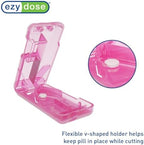 EZY DOSE Pill Cutter and Splitter with Dispenser, Safely Cuts Large, Small and Tiny Pills, Vitamins, Tablets in Half, Accurate and Easy Cutting, Stainless Steel Blade, Travel Sized, Pink, BPA Free