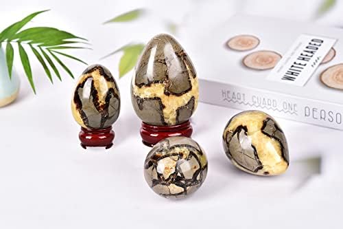 AMOYSTONE Natural Septarian Dragon Egg for Home Decor Ornamet Specimen Large Single 3-3.5", for Table Decor, Crystal Healer Grid Stone Witchcraft