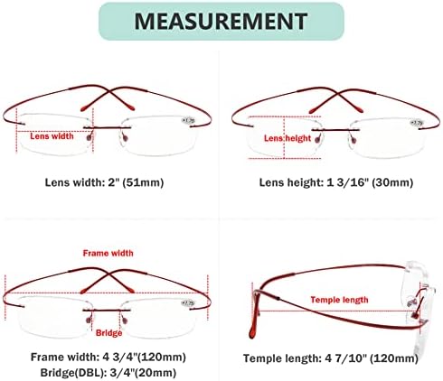 Eyekepper Titanium Rimless Reading Glasses Readers Women Red +0.5