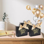 KPOSIYA Small Gift Bags, 100 Pack Small Thank You Bags 4.5x1.8x3.9 Inches Party Favor Bag Black Paper Candy Bag with Bow Ribbon,Mini Gift Boxes for Wedding Baby Shower Birthday Bridal Business Party Supplies (Black)