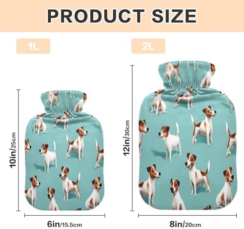 Lovely Jack Russell Dog Hot Cold Water Bottle with Fleece Cover PVC Hot Water Bag 1 Liter
