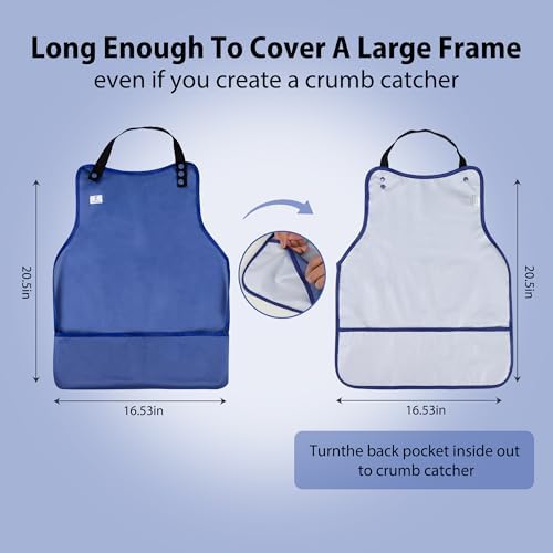 Adult Bibs with Crumb Catcher,3Pack Adjustable Bibs for Eating,Waterproof Washable Men Clothing Protectors,Reusable Large Feeding Bib for Women Elderly Seniors