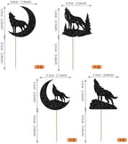 24 Pack Wolf Silhouette Cupcake Toppers Glitter Wolf Wild Animal Cupcake Picks for Animal Theme Baby Shower Kids Birthday Party Cake Decorations Supplies
