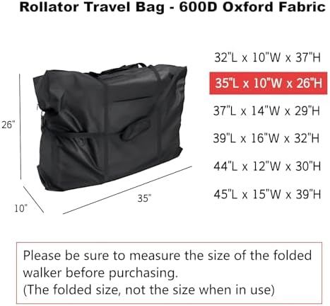 Rollator Travel Bag - Waterproof Wheelchair Bag for Folding Walker Compact Wheelchair Transport Chair Portable Large Duffel Bag Carry Case for Car and Airplane Traveling,Black