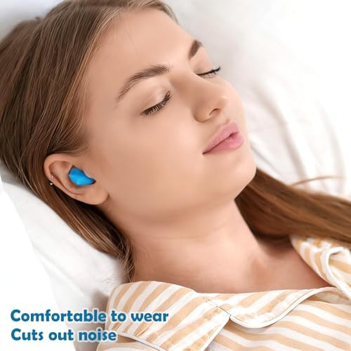BlingKingdom 4 Pairs Moldable Silicone Ear Plugs, Soft Reusable Noise Cancelling Sleep Earplug for Sleeping, Airplanes, Travelling, Studying, Concerts, Swimming (Blue)