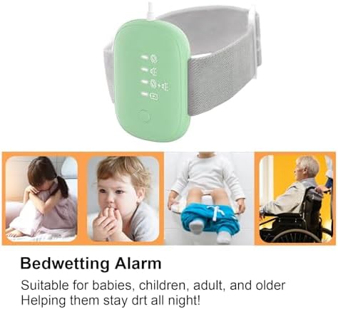 Bed Wetting Alarm for Kids, USB Rechargeable, Pee Alarms with Loud Sound & Strong Vibration, Potty Training for Children,Green