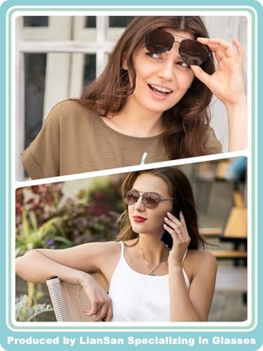 LianSan Premium Aviator Bifocal Reading Sunglasses for Men Women Retro Top Clear Sun Readers UV Protection