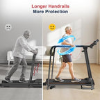 Redliro Walking Treadmill for Seniors - Foldable Senior Treadmill with 0%-2% Incline, Long Handrails - 300 lbs Capacity Home Recovery Fitness Exercise Machine for Elder, Mute & Qucik Speed Button