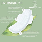 Organyc New and Improved 100% Certified Organic Cotton Overnight Feminine Pads, Heaviest Flow, Super Absorbency 2.0, 7 Count (Pack of 2)
