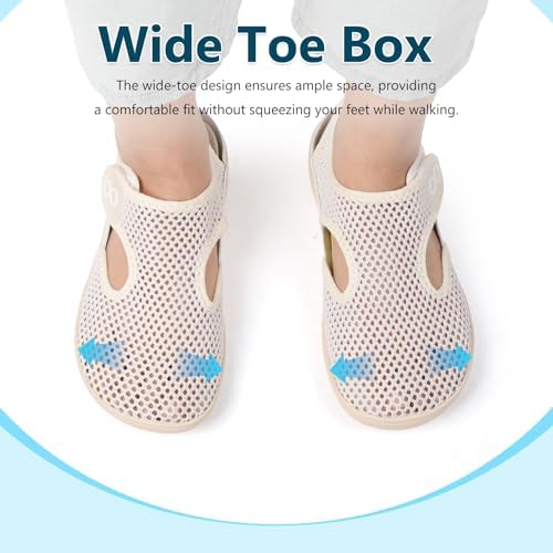 XIHALOOK Womens Flat Sandals Closed Toe Summer Breathable Mesh Sandals for Beach Travel Casual Walking Shoes Zero Drop Wide Barefoot Shoes