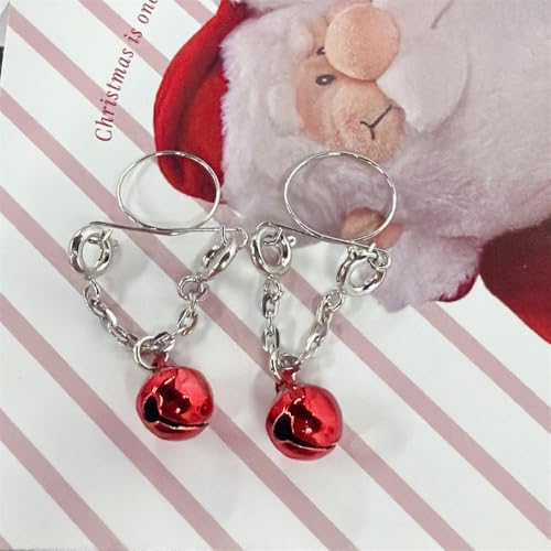 Red Jingle Bell Non-Piercing Nipple Rings for Women Dangle Jingle Bell Fake Nipple Rings Christmas Holiday Themed Clip-On Body Jewelry
