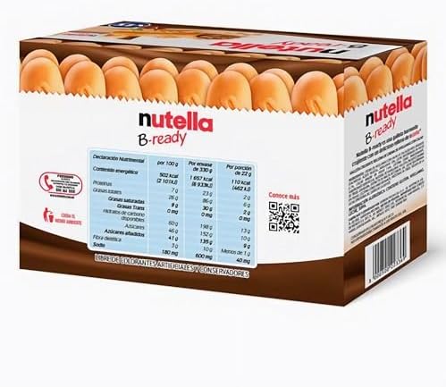 Ferrero: "Nutella B-ready " a crisp wafer of bread in the form of mini baguette stuffed with a creamy Nutella 15 pieces 10.13 oz (286g) [ Italian Import ]
