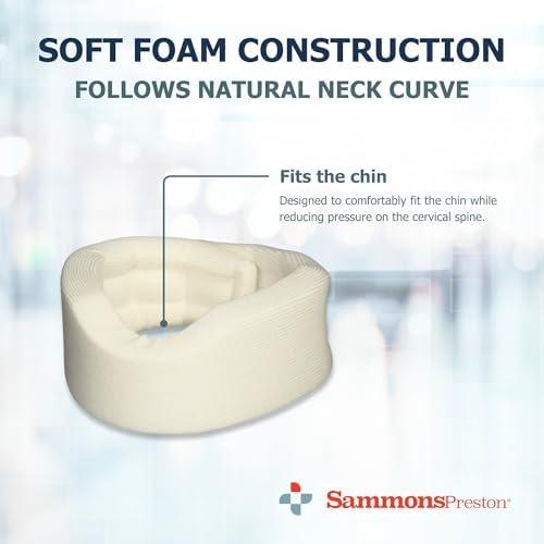 Sammons Preston Universal Contour Cervical Brace, Adjustable Hook and Loop Closure, For Neck Strain, Injury, or Post-Op Surgery, Relieves Neck Pain and Spine Pressure, Cream Color, 2” High