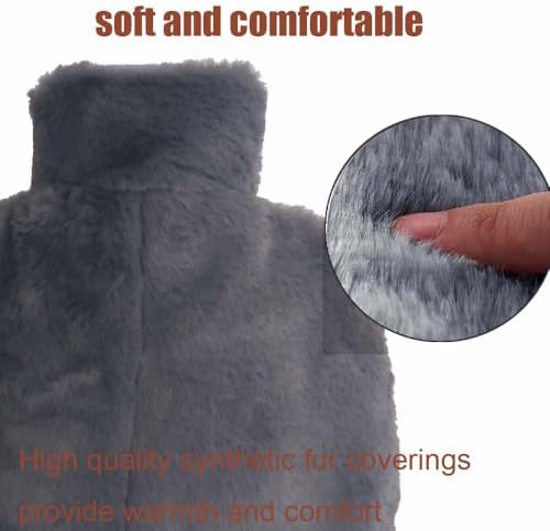 Hot Water Bottle with Foot Warmer Pad, Gray Rubber Foot Covering, Therapeutic Heat Pack (Gray)