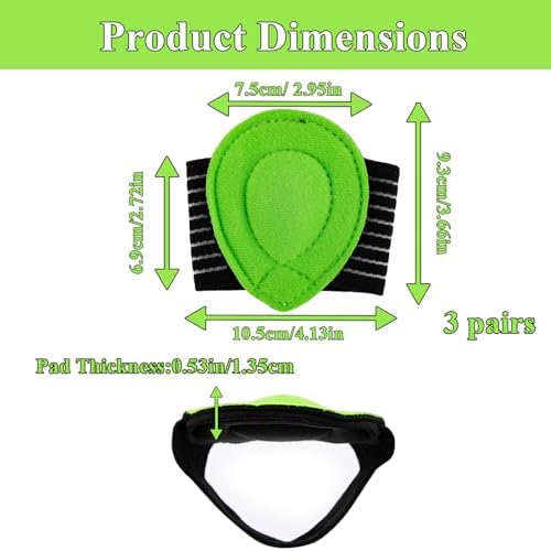 3-Pair Arch Support Compression Sleeves for Plantar Fasciitis Relief & Foot Pain, Maximum Support for Flat Feet & High Arches, Men & Women, Black/Green
