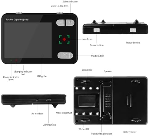 Digital Magnifier 3.5 Inch, 2X-32X Zoom Portable Digital Video Magnifier,LCD Screen Video Aids Digital Magnifier for The Visually Impaired, Low Vision, Color Blindness, Amblyopia
