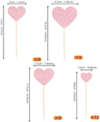 Rsstarxi 35 Pack Love Heart Cupcake Toppers Glitter Sweet Heart Cupcake Picks for Baby Shower Bridal Wedding Birthday Valentine's Day Party Cake Decorations Supplies Light Pink