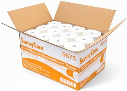 SunnyCare #5675 Two-ply White Coreless Bathroom Tissue 3.85in W x 4.05in L ; 36 Rolls/case