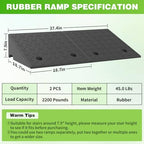 7.9 Inch Rise Rubber Ramp, Wheelchair Door Ramp with Non-Slip Surface, Threshold Ramp for Cars/Scooters/Walkers/Doorway/Home Steps/Driveway (2PCS, 2200LBs Load)