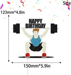 Happy Birthday Weightlifter Cake Topper- Fitness Theme Party, Athlete Theme Birthday Party Weightlifting Decoration -SugarGera