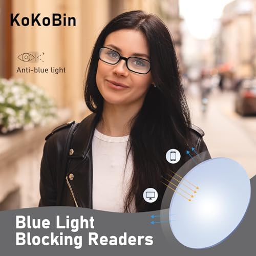 3 Pack Small Square Reading Glasses for Women and Men Blue Light Blocking Comfortable Readers