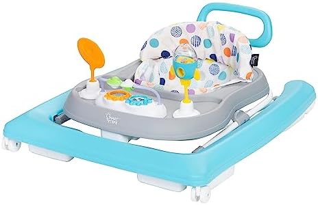 Smart Steps Trend Plus 2-in-1 Activity Walker with Deluxe Removable Toys, Walk-Behind Bar, Adjustable Height and Flat Fold Frame for Storage, Ages 6 Months +, Orbits White