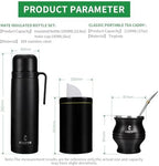 Complete Mate Kit- Modern Mate Gourd, Matero, Yerbero, Thermal Flask, Bombilla and Cleaning Brush Included - Premium Quality 304 18/8 Stainless Steel Yerba Cup Set