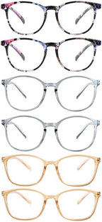 6 Pack Reading Glasses, Blue Light Blocking Reading Glasses for Women and Men, Anti Glare Lightweight Readers