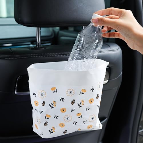 15Pcs/Pack Car Disposable Garbage Bag Self-adhesive Portable Auto Household Kitchen Offices Desktop Trash Bag,20 * 25cm (Flower shaped)