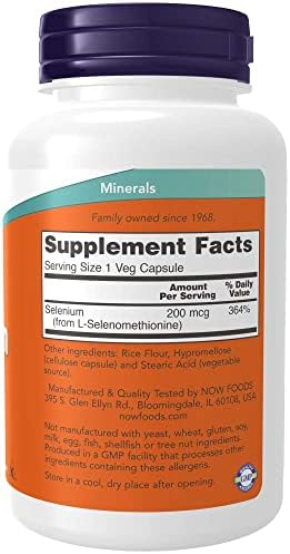 NOW Foods Selenium 200 mcg VCaps, 180 ct