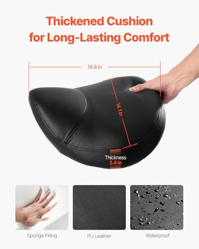 VEVOR Saddle Stool with Wheels, 450 LBS Weight Capacity Ergonomic Rolling Stool, Height Adjustable Thickened PU Leather Swivel Saddle Chair for Salon, Spa, Massage, Tattoo, Clinic, Black