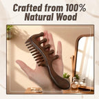 Hecila Wooden Hair Massager Wooden Scalp Massager Comb 2 in 1 Wide Fine Tooth with Handle for Hair Growth Natural Sandalwood for Detangles Long Thick Wet Dry Head Anti-Static Scalp Care Relief