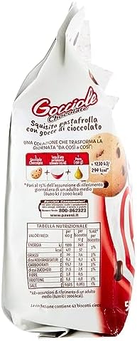 Pavesi: "Gocciole Chocolate" Biscuits with Chocolate drops , no palm oil - 17,6 Oz /500g , (Pack of 2)