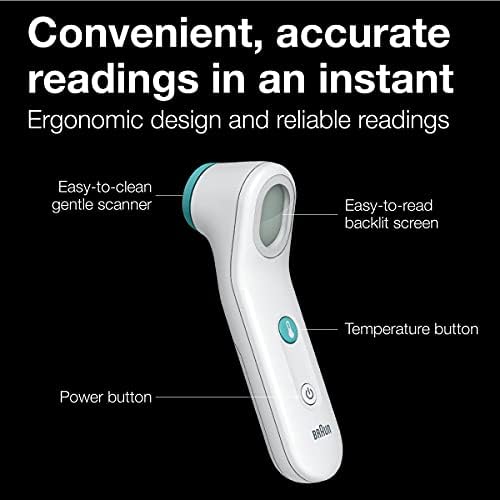 Braun Sensian Contact 5 Forehead Thermometer, Gentle Digital Thermometer for Adults and All Ages with Professional Accuracy and Color Coded Guidance