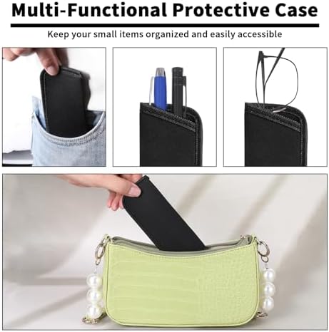 6 Pcs Slip in Eyeglasses Cases, Soft Protective Glasses Pouch for Reading, Black Fabric Spectacle Pouch Holder, Slim Glass Slip in Glasses Sleeve