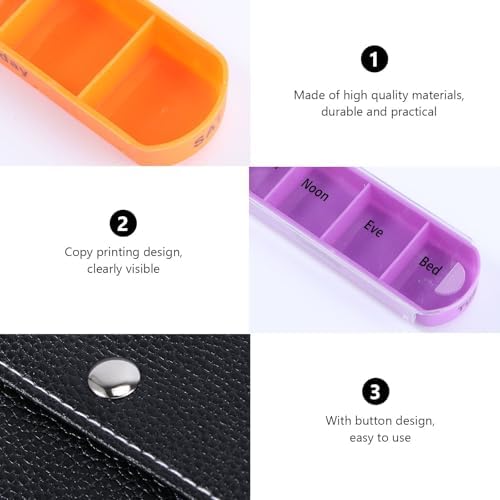 28-Grid Weekly Pill Organizer with Carrying Case, Portable Daily Medicine Storage Box for Travel, Compact Airtight Pill Container for One-Week Medication Management