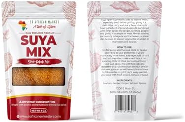 Suya Mix, Premium Organic Shish-Kebab Seasoning, Premium West African Seasoning Blend, Suya Pepper Perfect for Grilling, Roasting, and Cooking | Hot & Spicy Suya Pepper – 8oz