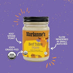 Marianne’s Organic Beef Tallow: 100% Grass-Fed Cooking Fat for Roasting, Frying & High-Heat Cooking, Rich Savory Flavor, Pasture-Raised USA Cattle, USDA Organic