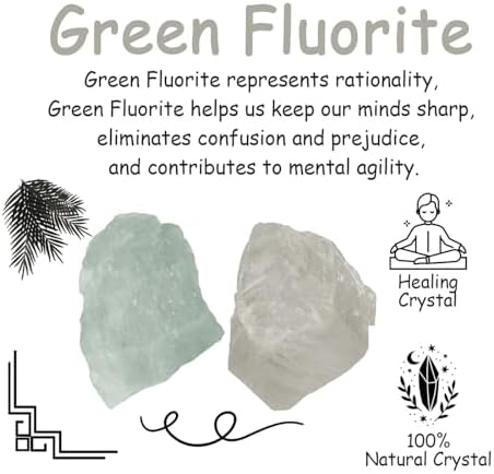 2Pcs Green Fluorite 1.8-2.2" Large Raw Crystals Natural Stones Rough Healing Crystals Green Fluorite for Tumbling Rocks Reiki Polishing Wire Wrapping Wicca Gifts DIY Tumbling Rock