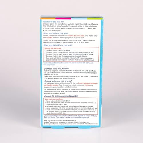 OraQuick® HIV Self-Test, Oral Fluid Rapid HIV Test for HIV-1 & HIV-2 Detection, Quick & Easy Pain Free Home Testing Kit with Results in 20 Minutes, Ages 14+, 6ct Case