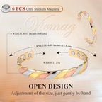 Vicmag Copper Bracelet for Women Men Magnetic Bracelet with Ultra Strength Magnets 100% Solid Pure Copper Gift (Tricolor)
