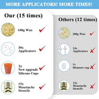 Nose Wax Hair Removal Kit by CoFashion | 100g Wax, 30 Applicators (15-30 Uses) | Painless, Quick & Easy for Men Women | 15 Mustache Guards, 2 Silicone Cups
