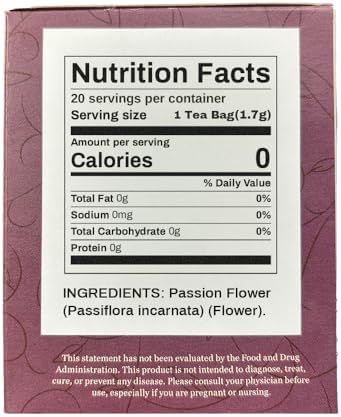 Organic Positively Botanicals Company, Passion Flower Herbal Tea Bags, 20 Count