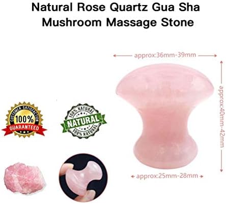 2pieces Gua Sha Tool,Gua Sha Scraping Massage Tool,Crystal Chakra Healing Stone,Mushroom Shape Guasha Facial Massage Stone for Eye Face Neck Skin Body Beauty Spa Relaxing Set(Rose Quartz)