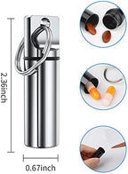 Small Pocket Pill Box Keychain, Aluminium Alloy Portable Mini Pill Organizer Case Container for Purse, Waterproof Metal Pill Holder Medicine Bottle for Outdoor Camping Travel (Silver)