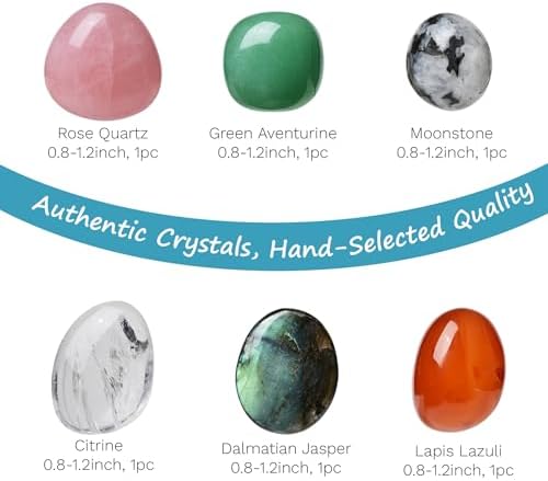 Cancer Zodiac Crystal Set, 6 Natural Healing Crystals for Meditation & Emotional Wellness, Complete Gift Set with Guidebook