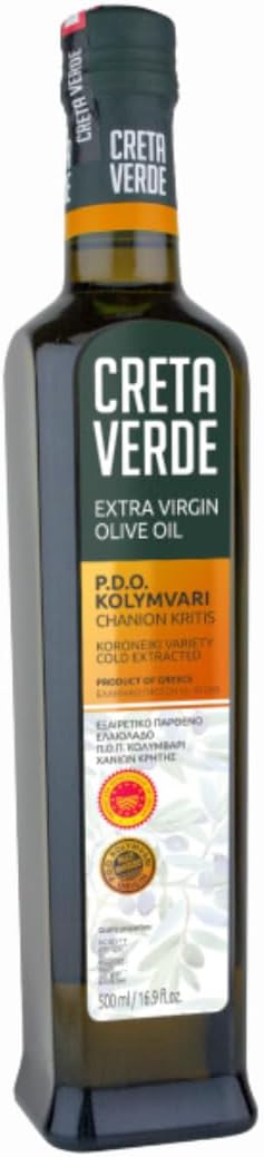 CRETA VERDE | Greek Extra Virgin Olive Oil — Cold Pressed for Cooking, Salads & Dipping | Premium Single-Origin Crete EVOO | Award-Worthy Koroneiki Variety, P.D.O. Kolymvari | 500ml Glass Bottle
