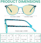 Eyekepper 12 Pack Blue Light Blocking Reading Glasses Oversized Round Pattern Yellow Tinted Computer Readers for Women +1.00