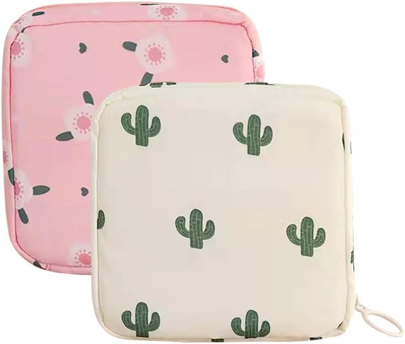 2 Pcs Sanitary Napkin Storage Bag Tampon Storage Pouch Menstrual Pad Storage Pouch Sanitary Towel Holder Portable Pantyliners Bag with Zipper for Women Teen