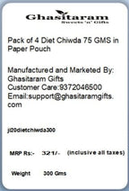 Jaiccha Ghasitaram Bhaidooj Gifts - Pack of 4 Diet Chiwda 75 GMS in Green Paper Pouch